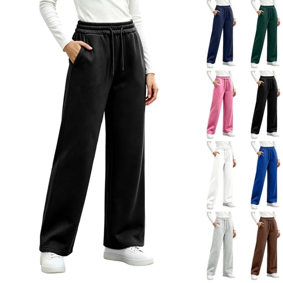 KICILVS Womens Sweatpants with Pockets Adjustable Drawstring Waist Straight Leg Casual Trousers for Work and Travel