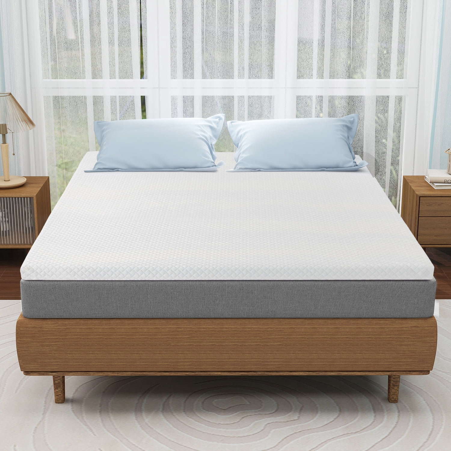 2 Inch TwinXL Mattress Topper With Cover, Foam Mattress Topper for Back Pain, Gel Infused Mattress Pad