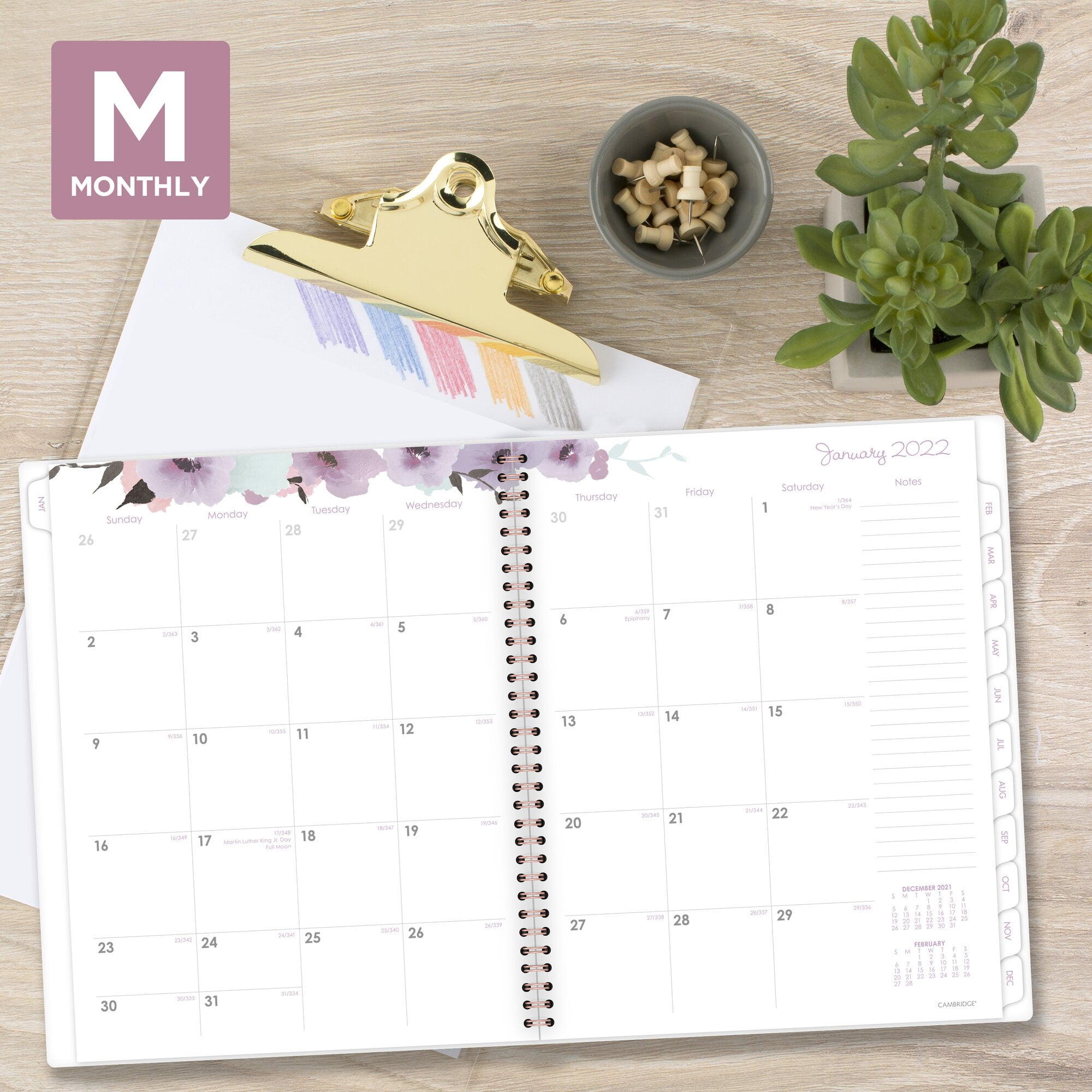 Cambridge Mina Weekly Monthly Planner, 8 1/2" x 11", January 2022 to December 2022 - 1134-905-22