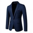 thumbnail image 2 of UVEASISHA Wedding Blazers for Men Solid Color Slim Fit Formal Dress Jackets Single Breasted Casual Business Blazer Suit Jacket Fall Savings Navy L, 2 of 4
