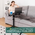 thumbnail image 3 of Adjustable Overbed Table with Wheels, Rolling Laptop Desk for Bed, Sofa, or Hospital Use, Black, 3 of 16