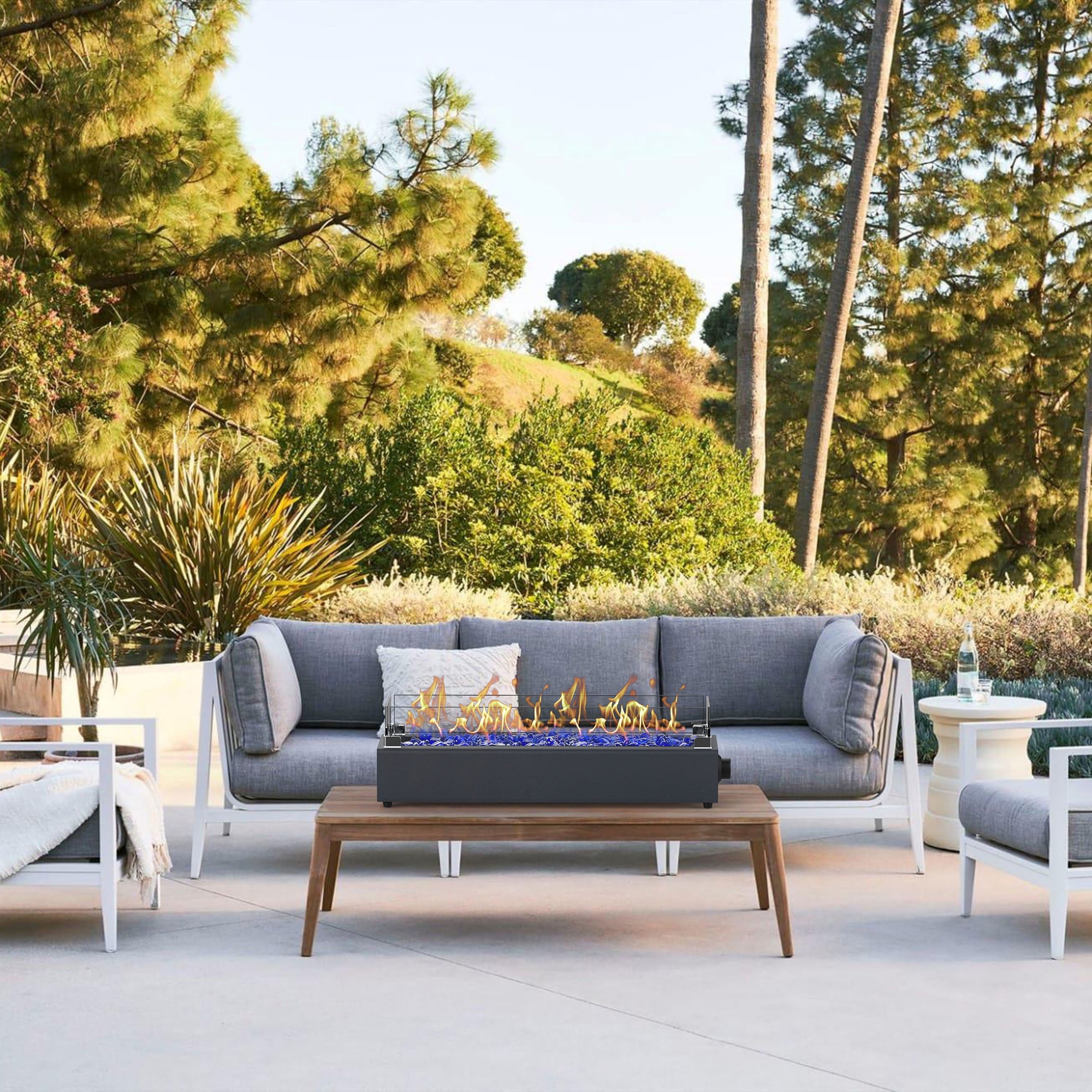 BAIDE HOME 28インチ テーブルトップ プロパンファイヤーピット 40,000BTU 卓上ファイヤーピット パティオ用 屋外ポータブル暖炉 長方形ファイヤーボ並行輸入品 : 28-inch Table Top Propane Fire Pit, 40,000 BTU