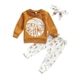 thumbnail image 1 of ZAXARRA Baby Girl 3Pcs Fall Clothes, Long Sleeve Pullover + Pants + Headband, 1 of 9