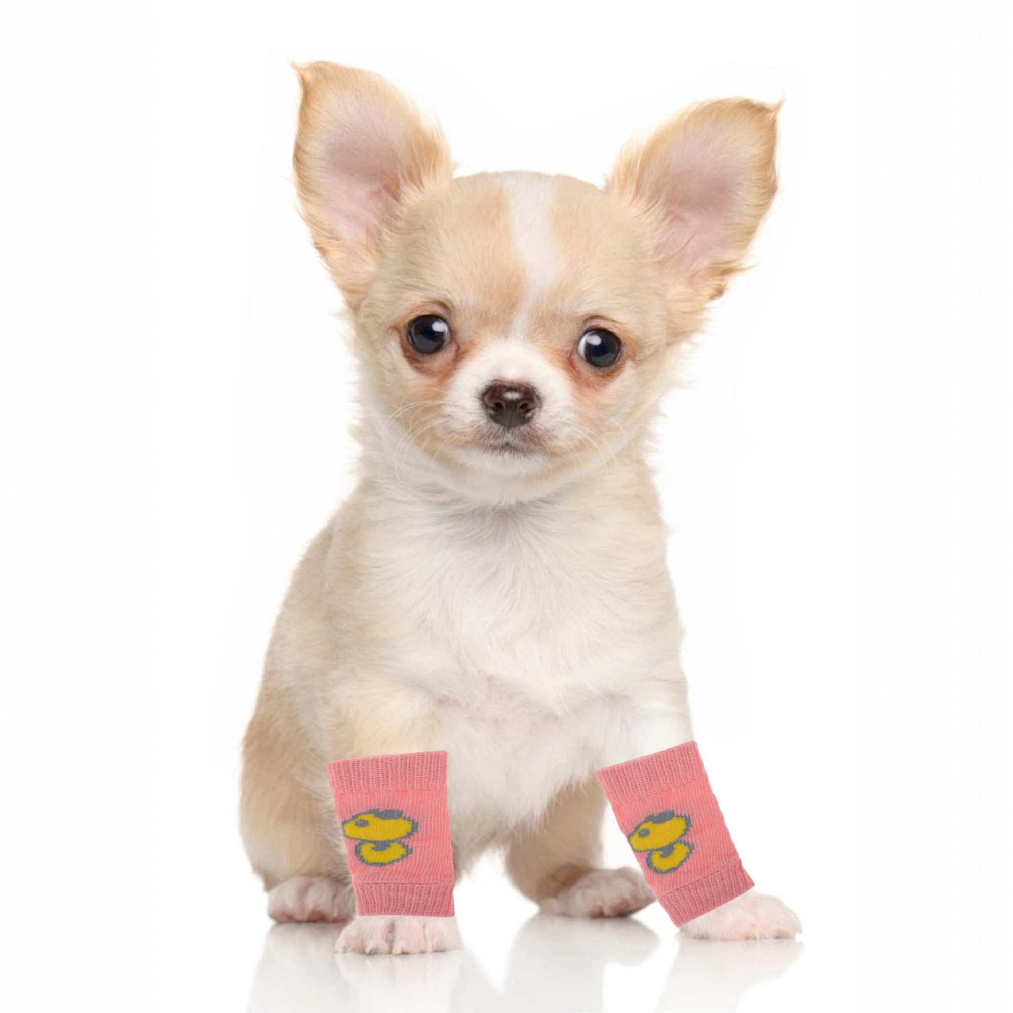 Unique Bargains Pack of 4 Dog Leg Soft Knitted Dog Socks Joint Protection Pink Pig S