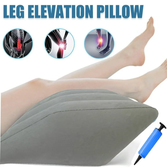 Leg Elevation Pillow, Inflatable Portable Wedge Pillow,Office Chair Back Cushion for Sleeping, Legs Reduce Swelling, Blood Improve Circulation,Gray