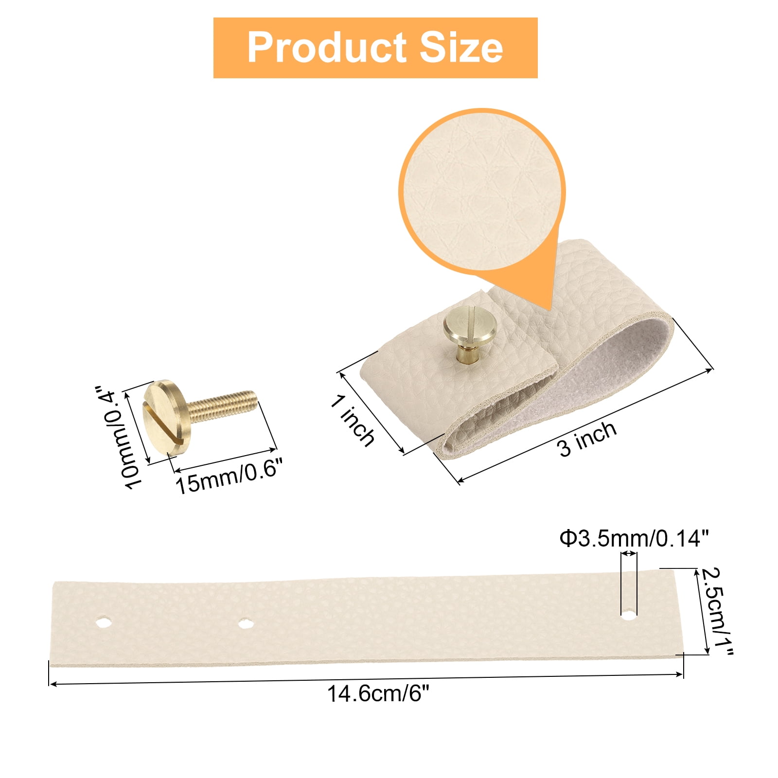 Unique Bargains Leather Drawer Pulls Replacement of Traditional Knobs Khaki