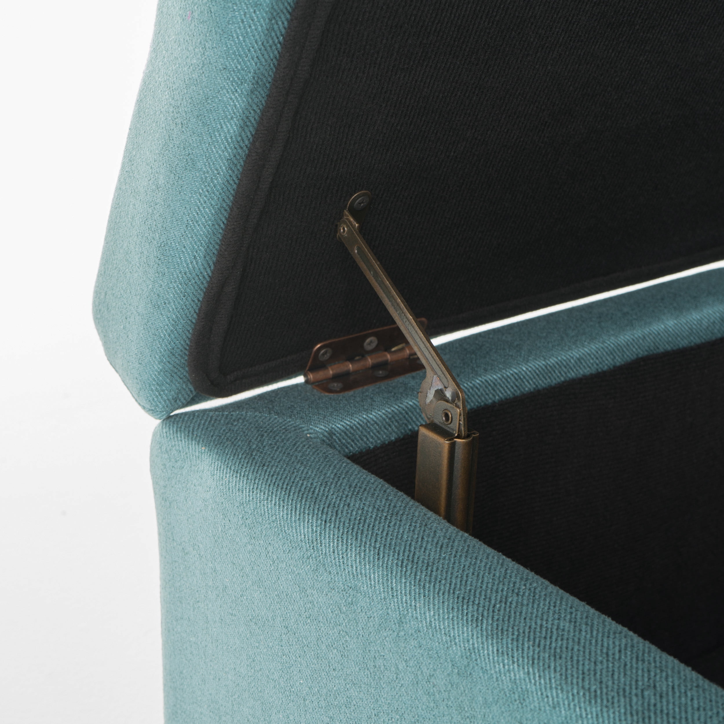 Noble House Caraway Contemporary Fabric Upholstered Storage Ottoman, Dark Teal