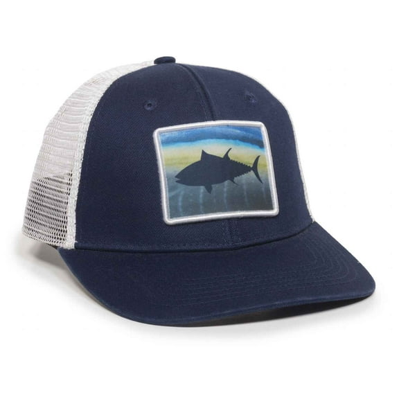 OC Sports BLUEFIN Cotton Twill Front Mesh Back Cap - Navy White