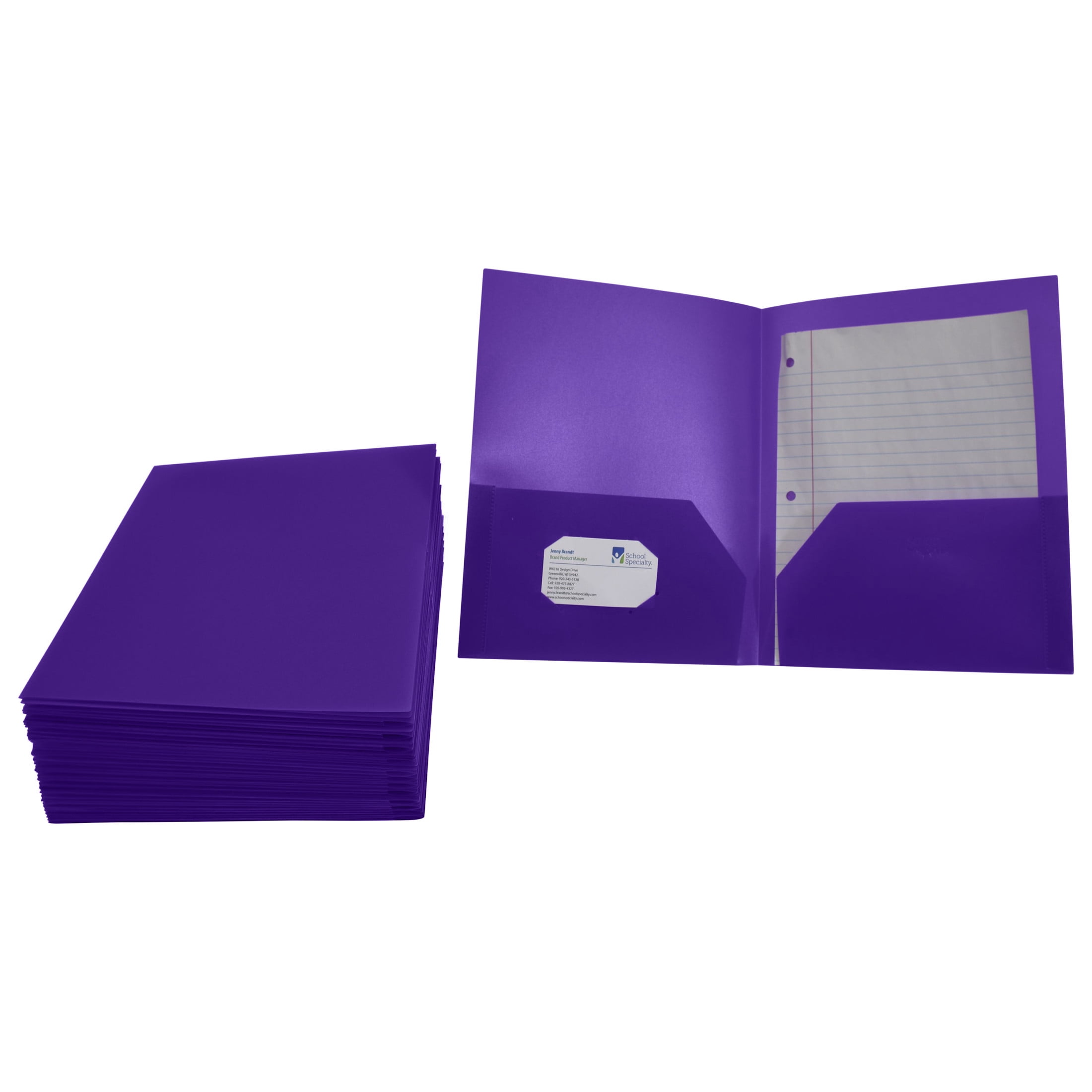 School Smart 2019643 Heavyweight Two-Pocket Poly Folder, Purple - Pack of 25