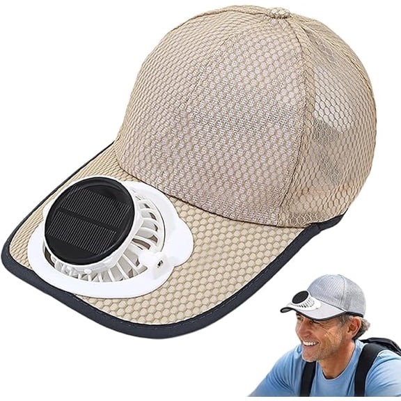 Solar Fan Hat, USB & Solar Powered Rechargeable Baseball Cap with Built-in Fan, Breathable Outdoor Sports Cap with Sun Visor, Cooling Hat for Hiking, Fishing, Gardening, Work