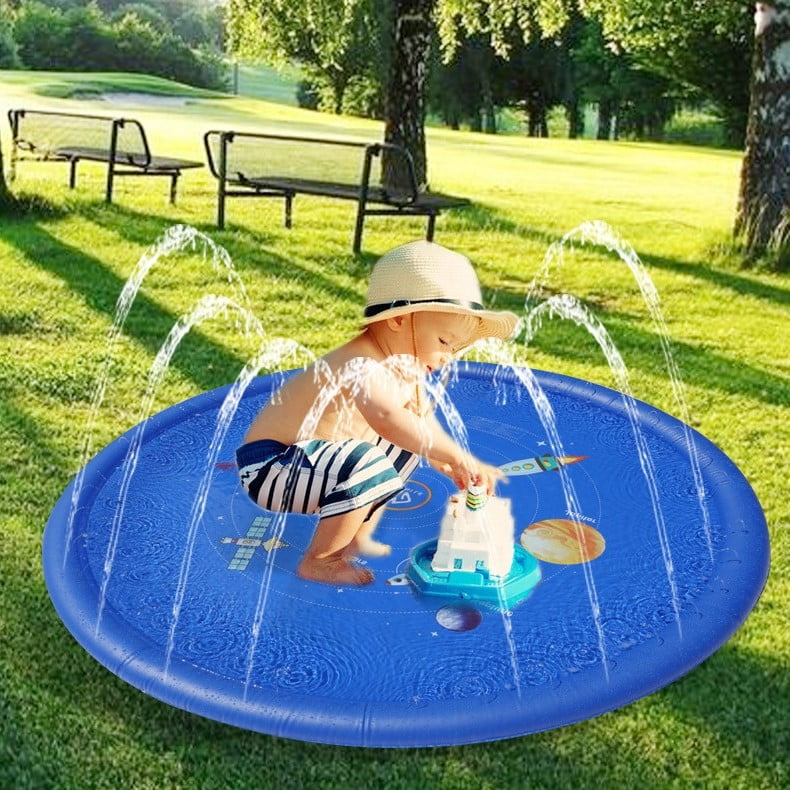 屋外用ウォータースプラッシュパッド、67インチの大型高耐久スプリンクラーパッド、犬用夏用水のおもちゃ、スプラッシュパッドプール、家 並行輸入品 : ディンプルスプラッシュパッド - 67インチ Lサイズ