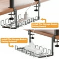 thumbnail image 2 of Mintazer 3-Tier Clamp-On Desk Shelving Unit with Under-Desk Cable Management Tray for Table Accessories, Gaming Devices, and More, Storage Tray, Desktop Organizer, Black, 2 of 10