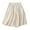 Beige, variant on Lenpel Women's Bermuda Shorts Elastic High Waisted Knee Length Wide Leg Cotton Linen Shorts Summer Casual Shorts with Pockets