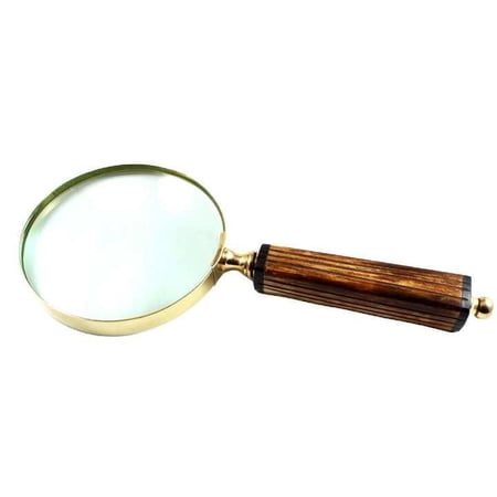 Maritime Treasures 4 Inch Brass Nautical Magnifier with Brown Square Handle Grip Glass Lens for Gifts for Christmas Graduation New Year Maritime Treasures 4 Inch Brass Nautical Magnifier with Brown Square Handle Grip Glass Lens for Gifts for Christmas Graduation New Year