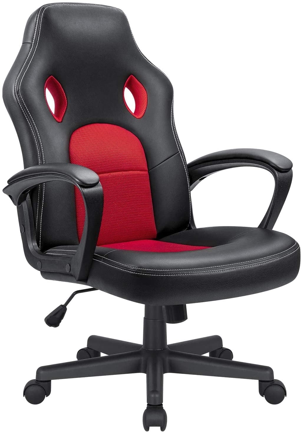 Lacoo Faux Leather Computer Gaming Chair Office Desk Chair with Lumbar Support, Red