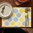 thumbnail image 5 of Yellow and Gray Geometric Quatrefoil Pattern Summer Placemats Table Placemats Set Of 4-Linen Kitchen Washable Placemats Table Mats 11.8"x17.7" Non-Slip Heat Resistant, 5 of 6