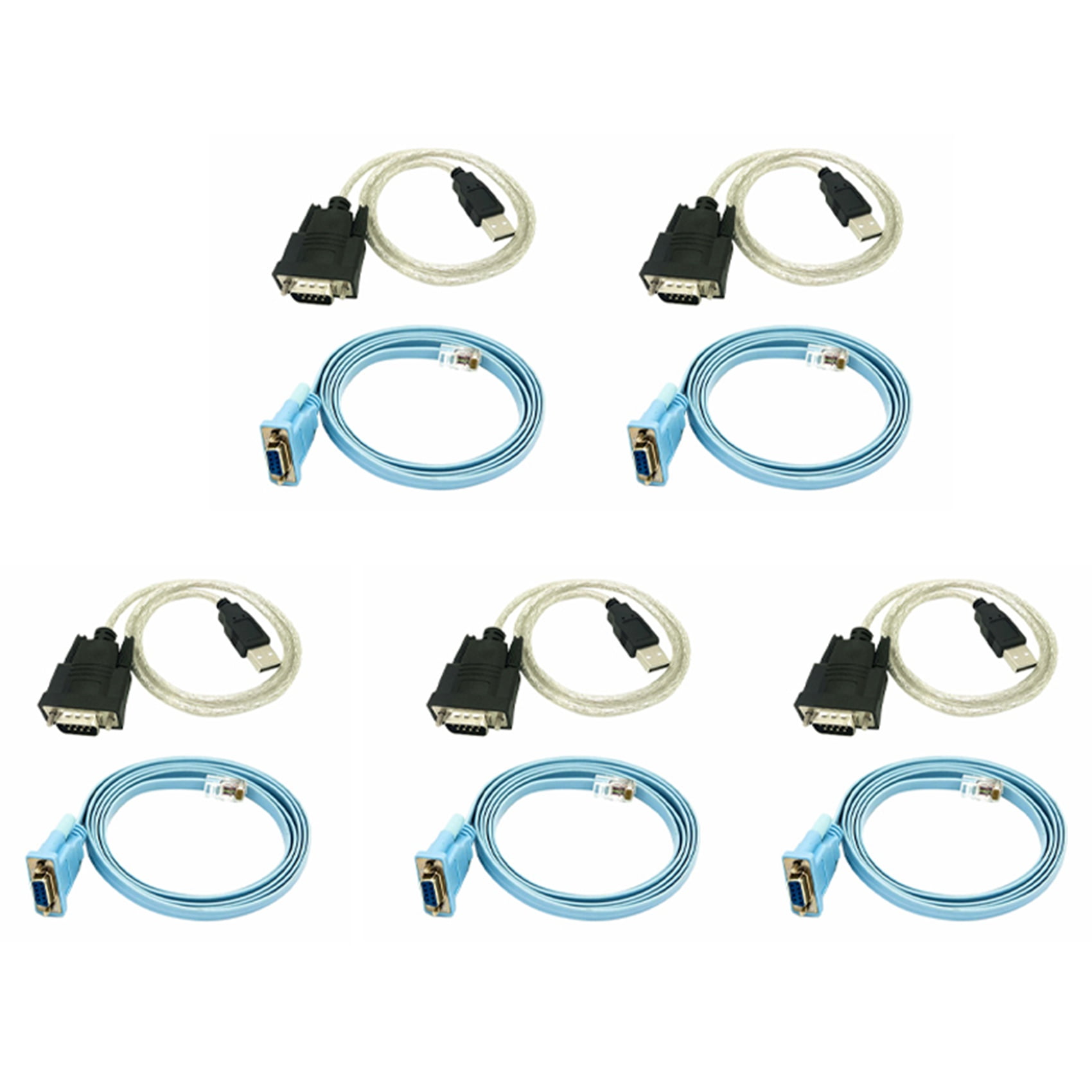 5X RJ45 Network Cable Serial Cable Rj45 to DB9 and RS232 to USB (2 in 1