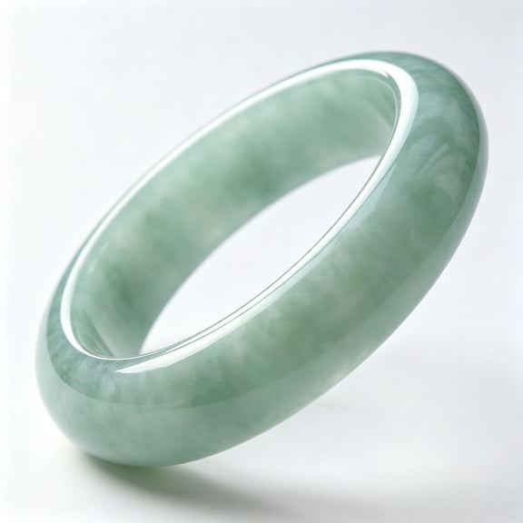 DESIGNICE 2.13-2.17 Inch Green Jade Bangle Bracelet for Women, Gift for Mom