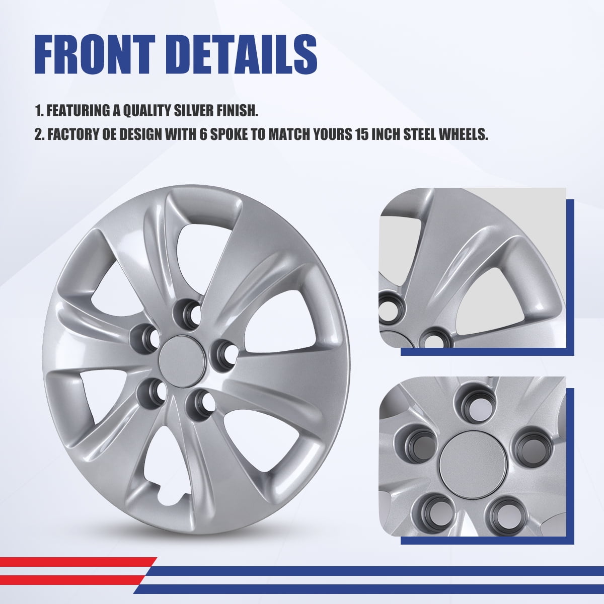 4Pcs 15 inch Hubcaps for Hyundai Elantra Sedan 2011-2016,Fit for Steel Wheel,Bolt-on Car Truck SUV Hub Cap,Lacquer