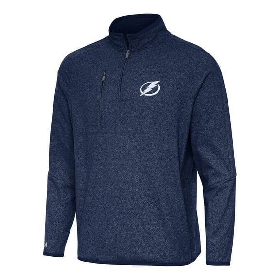 Men's Antigua Heather Navy Tampa Bay Lightning Certain Quarter-Zip Tri-Blend Sweatshirt