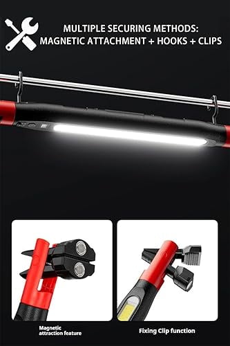 3000 Lumens Rechargeable Work Light, Ip54 Waterproof 360° Rotat 9.2 in Powerful Light 6.5 Hour Under Hood Work Light Bar, Magnetic Shop Light Rechargeable with Rotat Hook Perfect for Worker (1PC)