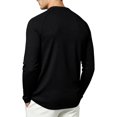 thumbnail image 4 of Mens Waffle Knit Henley Shirt Long Sleeve Casual Loose Fit Pullover Top for Fall Winter Out Workwear Comfortable Stretch Black 2XL, 4 of 8