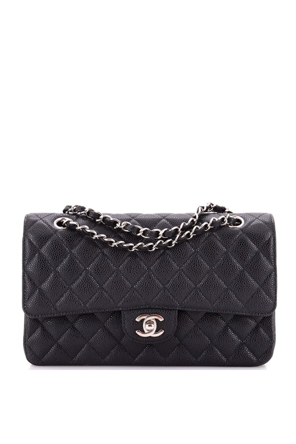 Pre-Owned Classic Double Flap Bag Quilted Caviar Medium By Rebag
