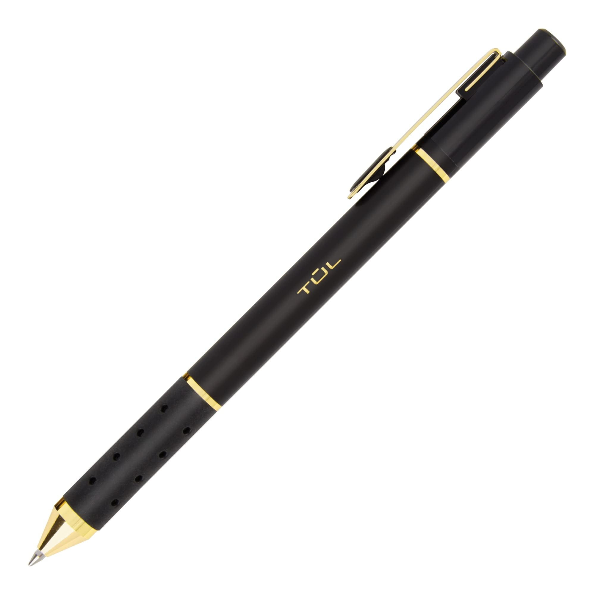 TUL® BP Series Retractable Ballpoint Pens, Medium Point, 1.0 mm, Black Barrel, Black Ink, Pack Of 12 Pens