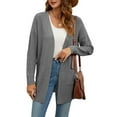 thumbnail image 2 of Women'S Casual Solid Color Long Placket Sweater Soft Knit Oversized Cardigan for Women Jacket Gray M, 2 of 8