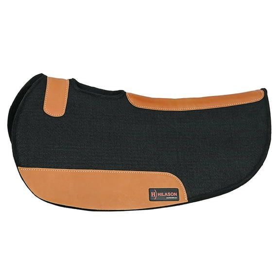 32X32 Hilason Western Contoured Horse Saddle Pad Wool Felt Round Black