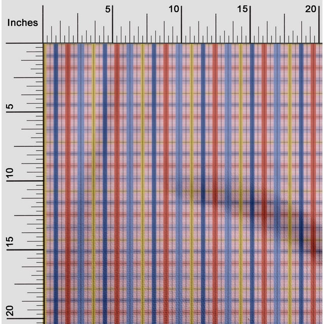 oneOone Viscose Chiffon Fabric Madras Check Print Fabric By The Yard 42 Inch Wide