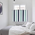 thumbnail image 4 of Turquoise Navy Blue Striped Kitchen Curtains 63 Inch Length, Farmhouse Stripe Art Grommet Top Bedroom Living Room Curtains, Light Filtering Cafe Curtain Drapes 2 Panels Set 104''x63'', 4 of 9