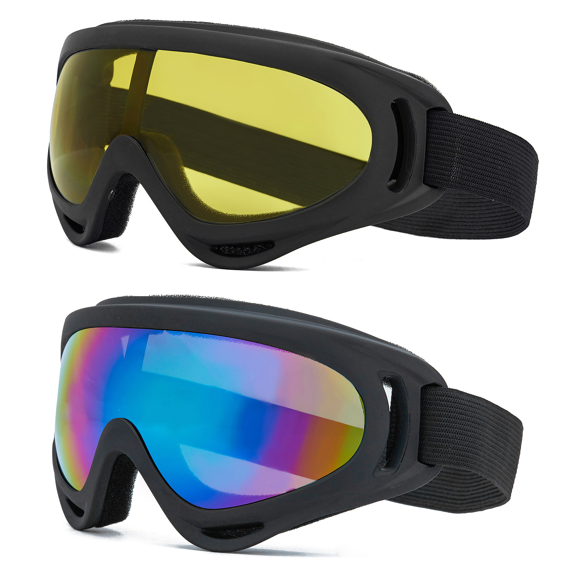 YouLoveIt Ski Goggles, 2 Pack Ski Glasses Snowboard Motobike Goggles Ski/Snowboard Goggles Motorcycle Bicycle Glasses Men Women Snow Goggles Glasses, Anti-Glare Lenses - image 1 of 8