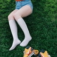 thumbnail image 4 of 4Pair Knee High Socks for Women, Cotton White Long Tube Sock White Stockings for Outdoor Sport, 4 of 5
