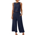 thumbnail image 2 of Cotton Linen Two Piece Sets for Women 2025 Wide Leg Two Piece Pants Set Casual Tank Tops Two Piece Outfits Summer Lounge Set, Limited Time Offer, 2 of 6