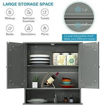 DORTALA Mirrored Bathroom Cabinet, Wall Mounted Medicine Cabinet w/Double Mirror Doors & Adjustable Shelf, Multipurpose Storage Cabinet Home Organizer, Grey