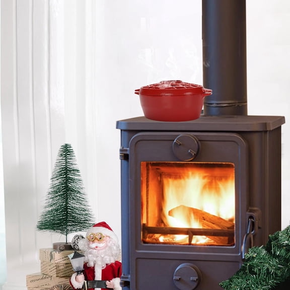Wood Stove Steamer, Fireplace Humidifier, Cast Iron Humidifier for Stove, Matte Black , Rust Resistant, Lattice Top, 2.5 Quart Capacity, Wood Burning Stove Indoor Decorative
