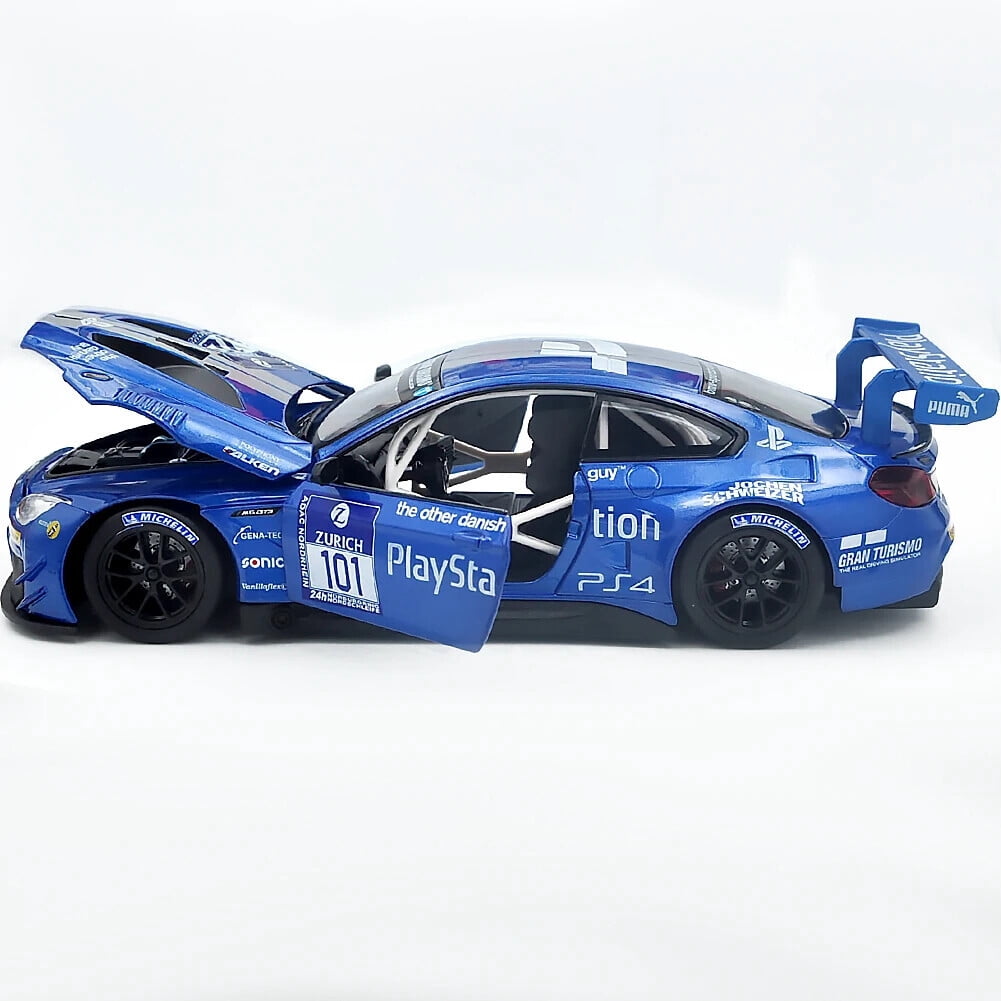 1: A 24 scale BMW M6 GT3 alloy die-casting car model with door opening, headlights, and audio functions. Boys' toy cars, children's birthday gifts.