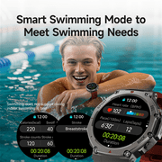 SKMEI Military Watches for Men (Answer/Make Calls), 1.43 HD Display Fitness Watches, 170+ Sports Modes GPS Men Smart Watch , IP68 Waterproof, for Android/iPhone, Red