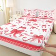 thumbnail image 3 of Feelyou Fashion Princess Bow Bed Sheets, Fairy Tale Bowknot Red King Sheets, Teens Kids Girls Women Sheet Set, Super Cozy Room Decor, 4-Piece, 3 of 7
