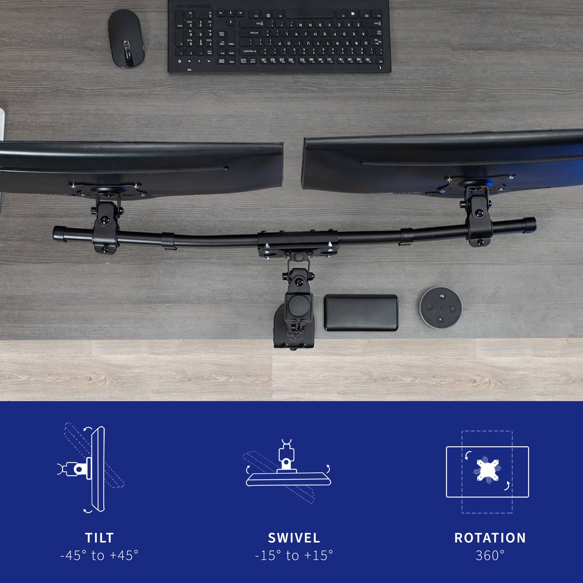 Dual VESA Bracket Adapter Horizontal Assembly Mount, 2 Monitor Screens up to 27"