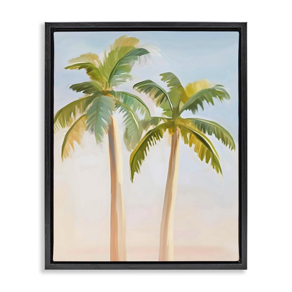 Stupell Industries Coastal Tropical Palm Twins at Sunrise Black Floating Frame Canvas Art, 17 x 21, by The Prints Vibe