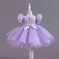 thumbnail image 4 of Haitryli Toddler Baby Girls Sequins Princess Dress Puff Sleeve Tulle Pageant Dress Birthday Baptism Gown Purple 2-3, 4 of 7