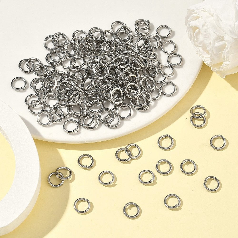 Resistant 304 Stainless Steel Open Jump Rings Stainless Steel Color 9x1.5mm Inner Diameter: 6mm
