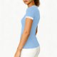 thumbnail image 4 of Camisas de Manga Corta para las Mujeres Blusas Casuales Cuello en V Color Sólido Plisado Primavera, 4 of 6