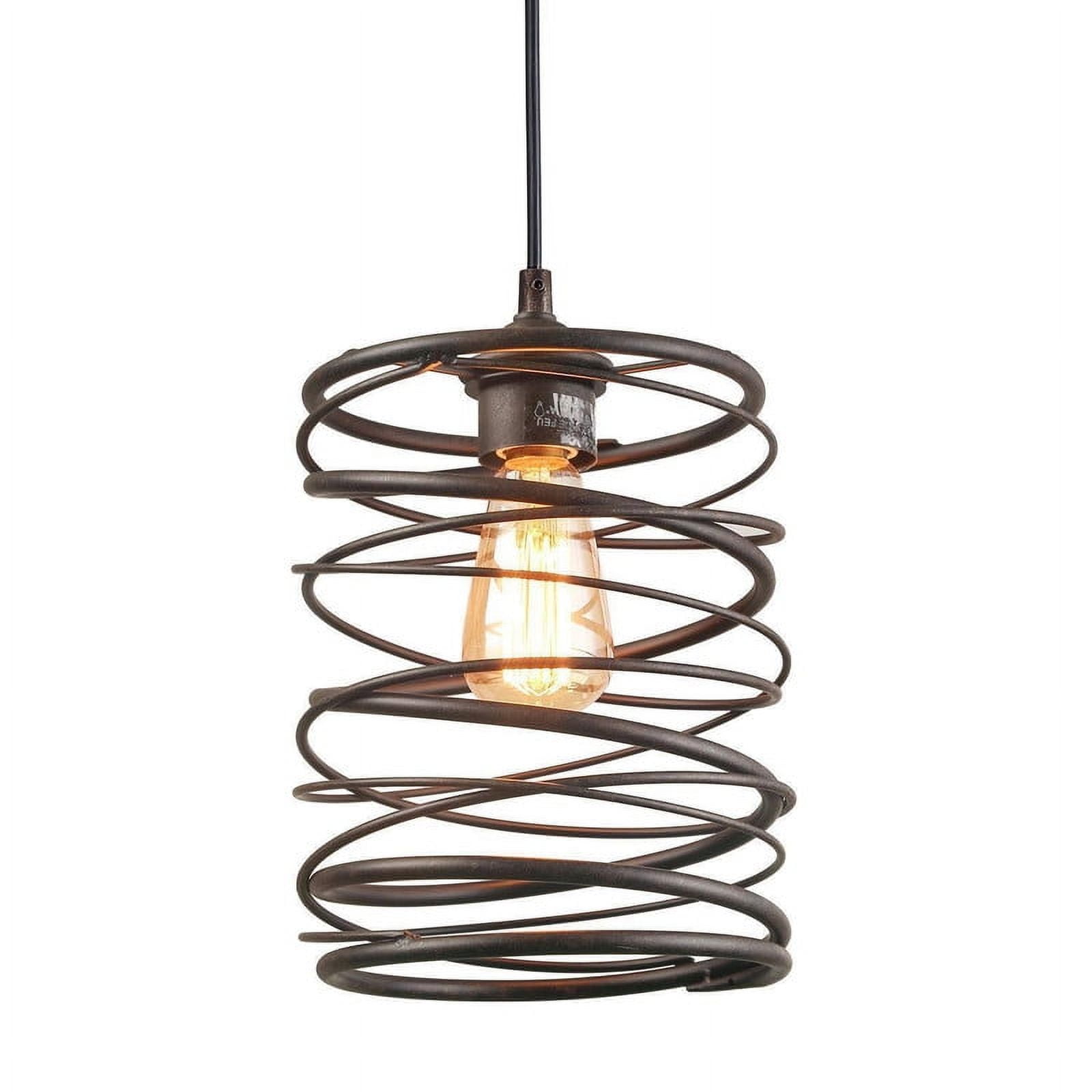 LNC 1-Light Bronze and Antique Rust Cylinder LED Mini Pendant for Kitchen Island