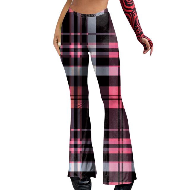 Gibobby Yoga leggings Pantalones de pierna ancha de baile ajustados para mujer, pantalones de cintura alta informales con parte inferior de campana,(Negro,XL)