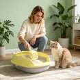thumbnail image 4 of Cat Litter Pan With Side Hanging Litter Scoop, Semi-Closed Spill Resistant Kitten Toilet for Small Indoor Household Cats, 4 of 6