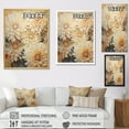 thumbnail image 4 of Designart "Minimalist Beige And Gold Mums Painting I" Mums Floater Framed Wall Art Living Room, 4 of 5