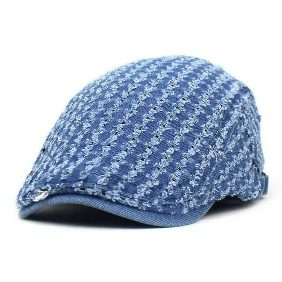 SikaFu Four Seasons Denim Breathable Newsboy Caps Flat Peaked Cap Men and Women Painter Beret Hats 140